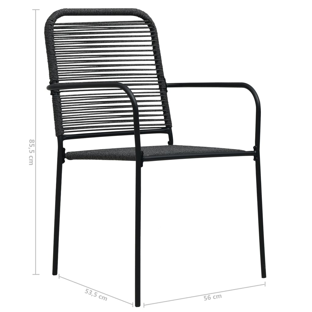 vidaXL Dining Set | Black | Cotton Rope, Powder-Coated Steel, Tempered Glass