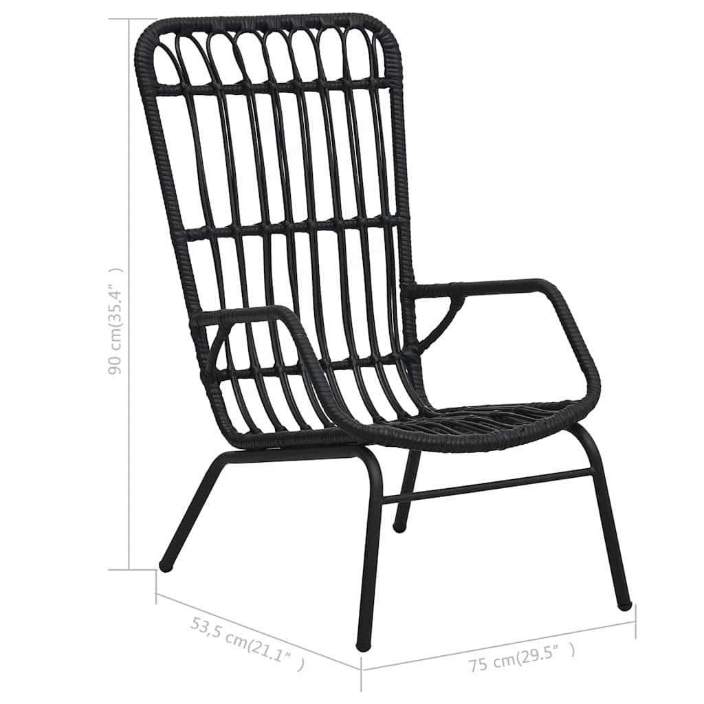 48581 vidaXL Garden Chair Poly Rattan Black