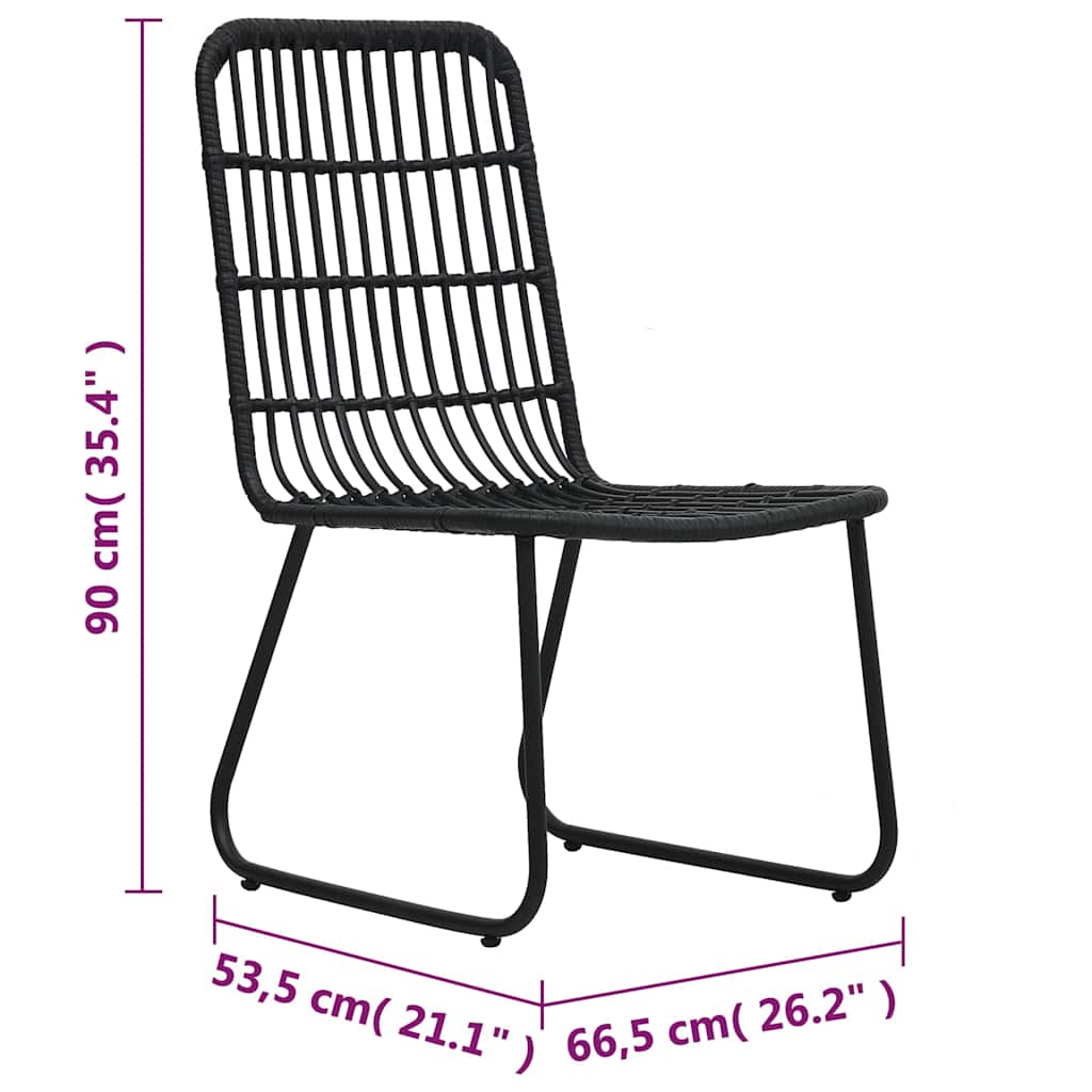 48584 vidaXL Garden Chairs 2 pcs Poly Rattan Black