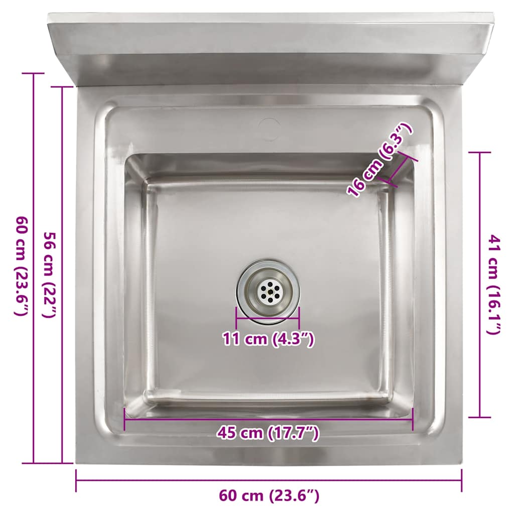 144290 vidaXL Kitchen Sink Single Basin Stainless Steel