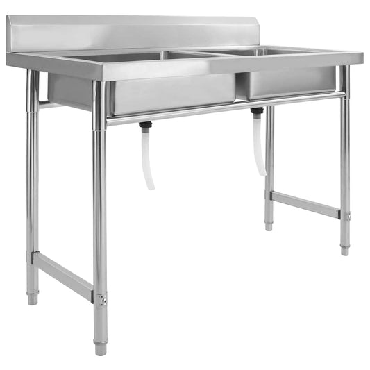 144291 vidaXL Kitchen Sink Double Basin Stainless Steel