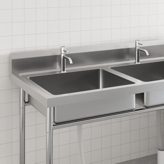 vidaXL Kitchen Sink Double Basin Stainless Steel