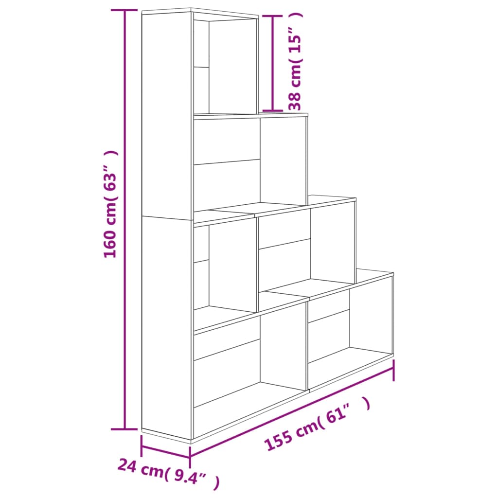 vidaXL Book Cabinet/Room Divider Concrete Grey 155x24x160 cm Engineered Wood