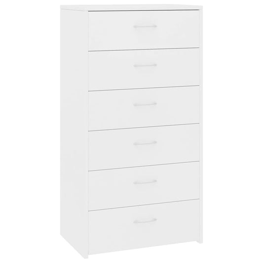 vidaXL Sideboard with 6 Drawers White 50x34x96 cm Engineered Wood