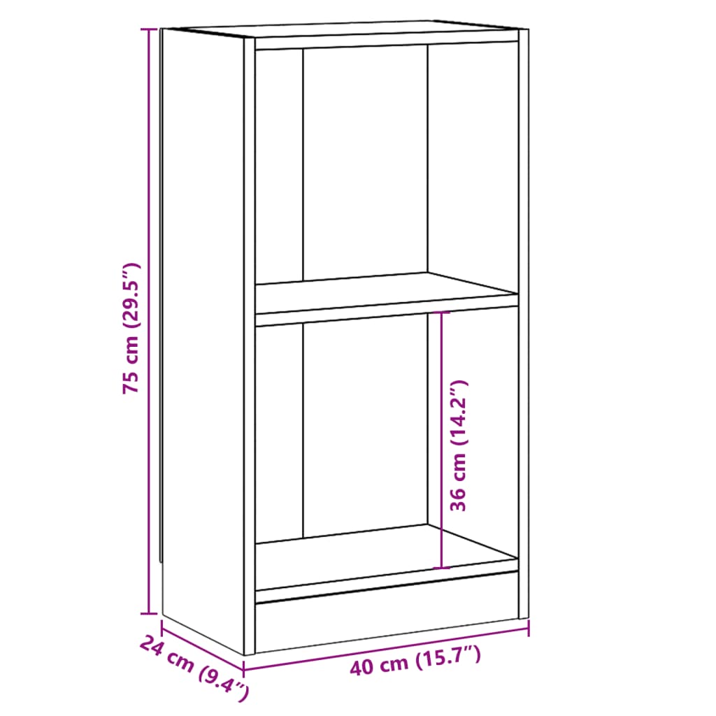 vidaXL Bookcase Sonoma Oak 40x24x75 cm Engineered Wood