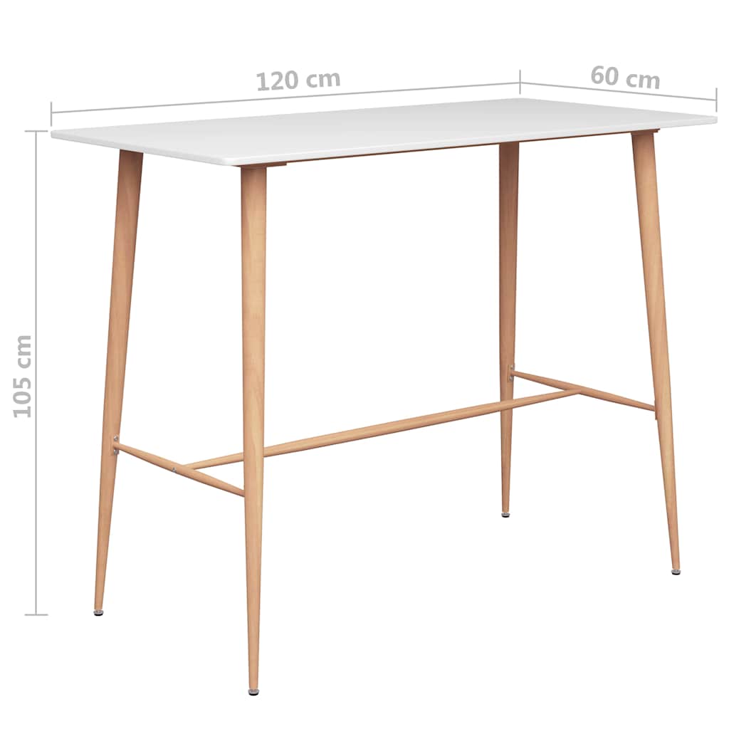 248145 vidaXL Bar Table White 120x60x105 cm