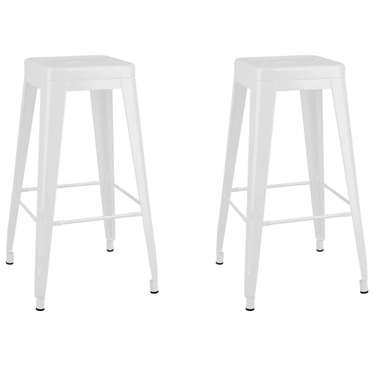 vidaXL Bar Stools Stackable 2 pcs White Metal