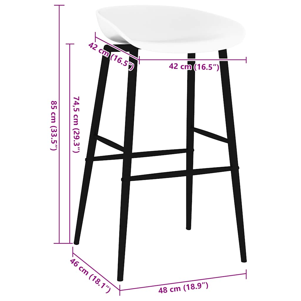 vidaXL Bar Chairs 2 pcs White