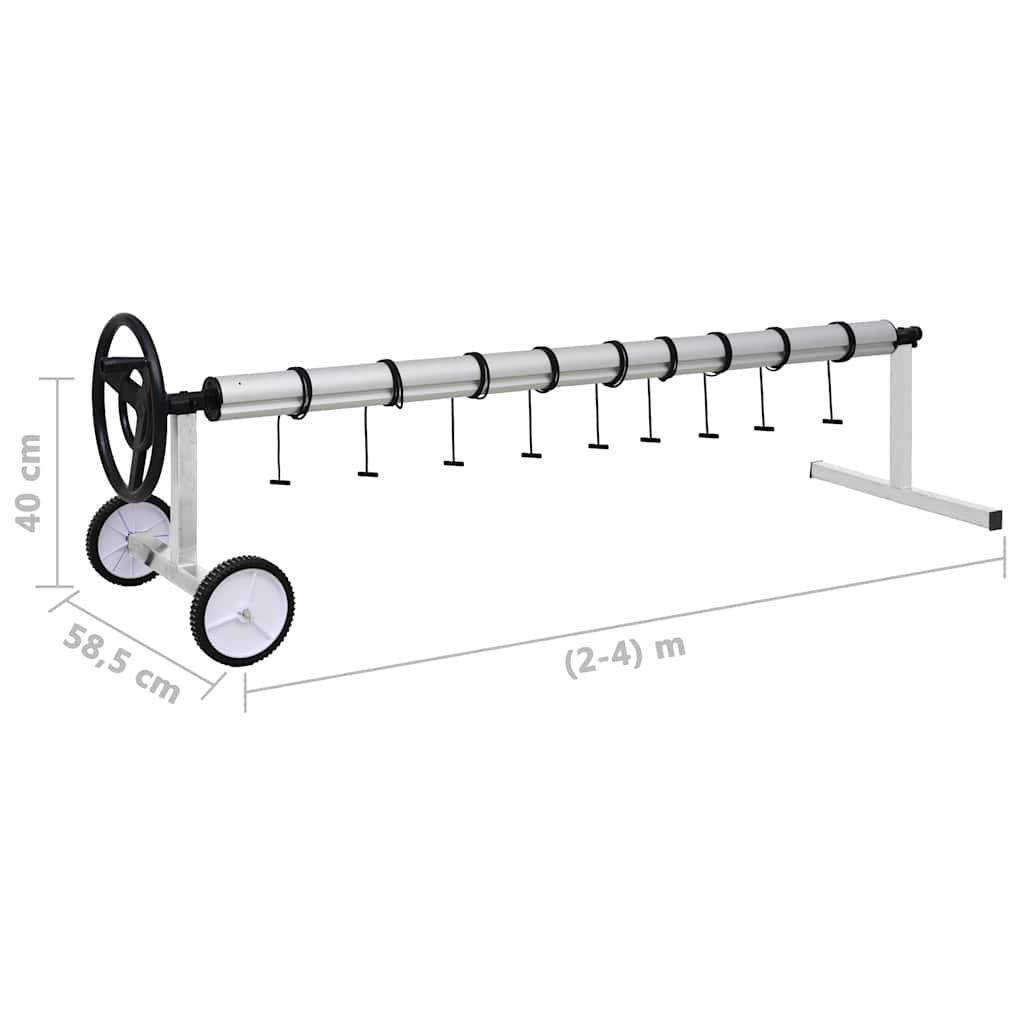 vidaXL Pool Cover Roller | Silver and Black | Stainless Steel, Aluminium | Large