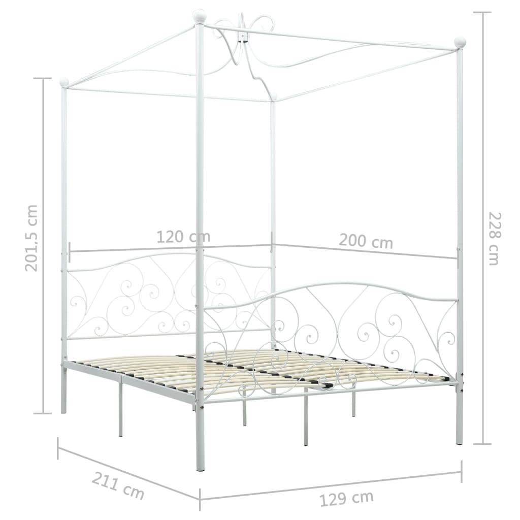 vidaXL Bed Frame | White | Metal | Double | Classic/Traditional | Bed Frame