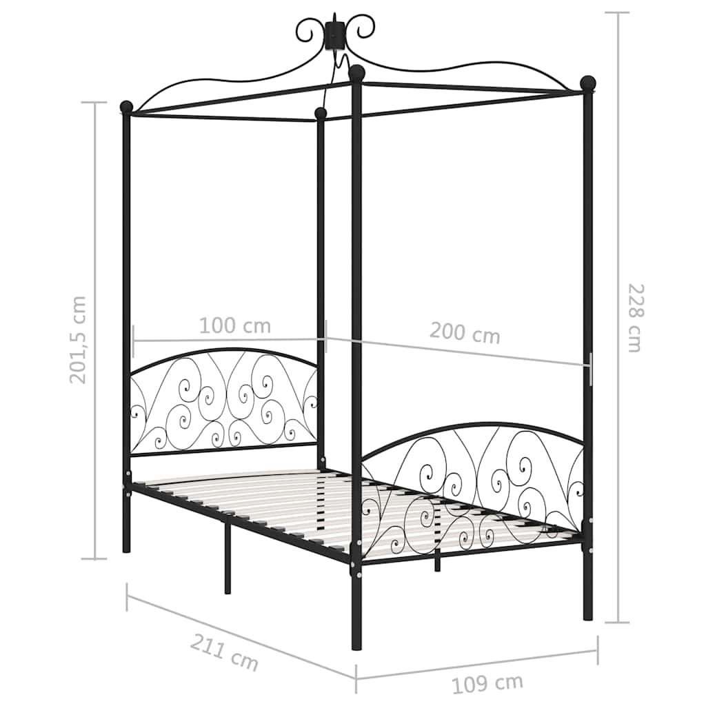 vidaXL Bed Frame | Black | Metal | Single | Classic/Traditional | Bed Frame