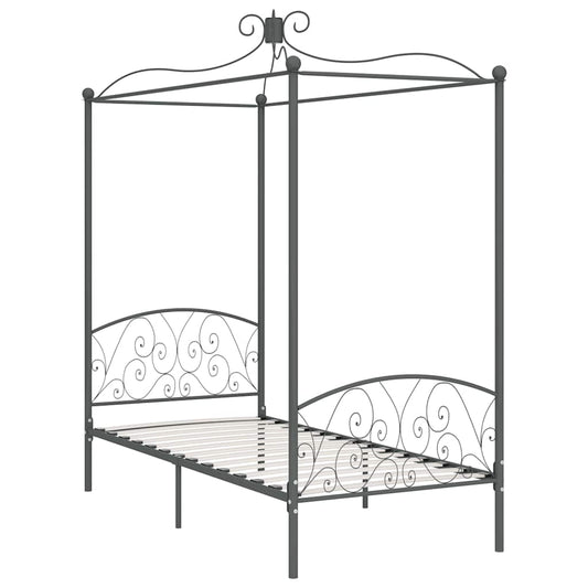 284480 vidaXL Canopy Bed Frame without Mattress Grey Metal 90x200 cm