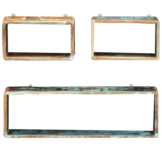 285845 vidaXL 3 Piece Wall Cube Shelf Set Soild Reclaimed Wood