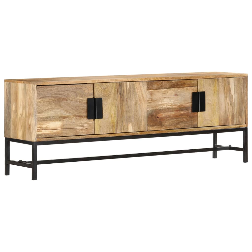 vidaXL TV Cabinet | Brown and Black | Solid Mango Wood and Powder-Coated Steel