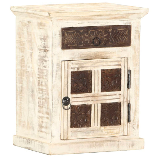285896 vidaXL Bedside Cabinet White 40x30x50 cm Solid Mango Wood