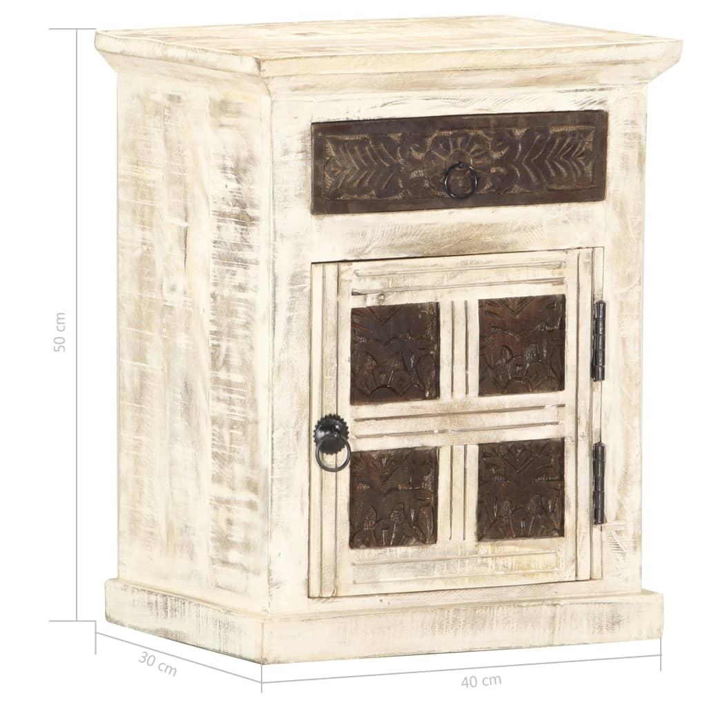 285896 vidaXL Bedside Cabinet White 40x30x50 cm Solid Mango Wood
