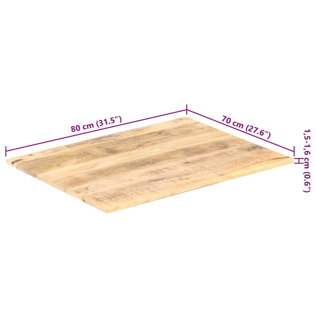 vidaXL Table Top Solid Mango Wood 15-16 mm 80x70 cm