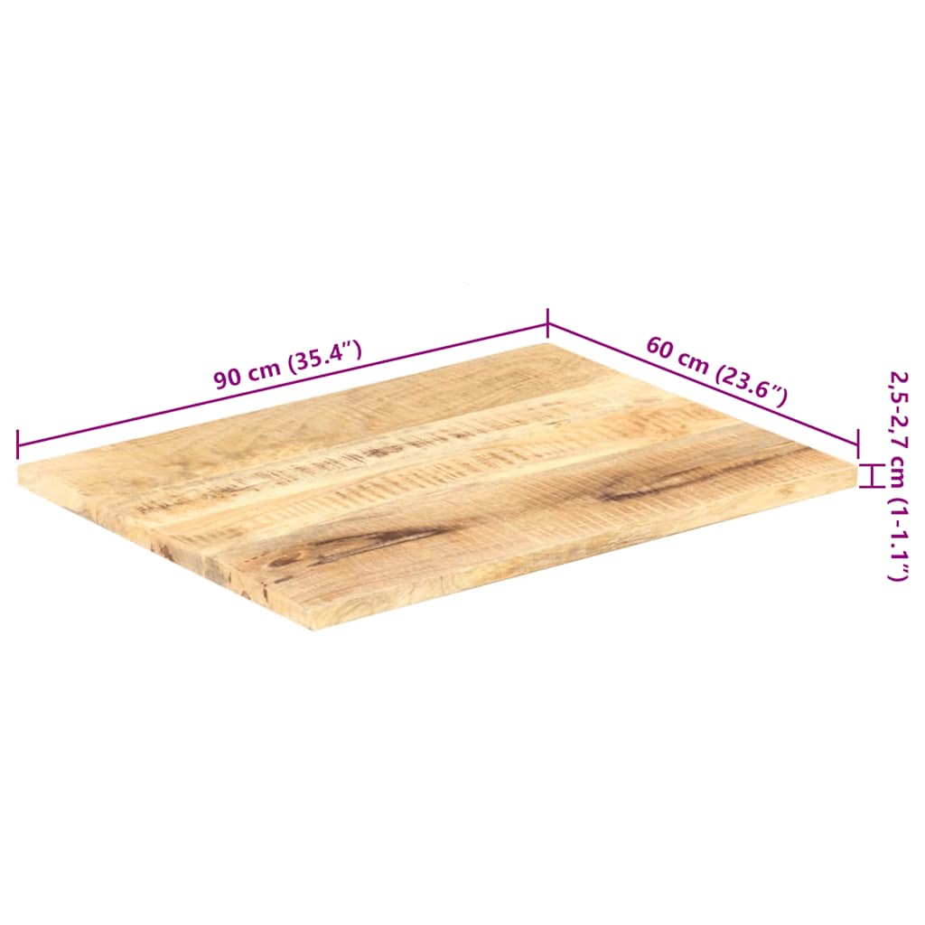 vidaXL Table Top Solid Mango Wood 25-27 mm 90x60 cm