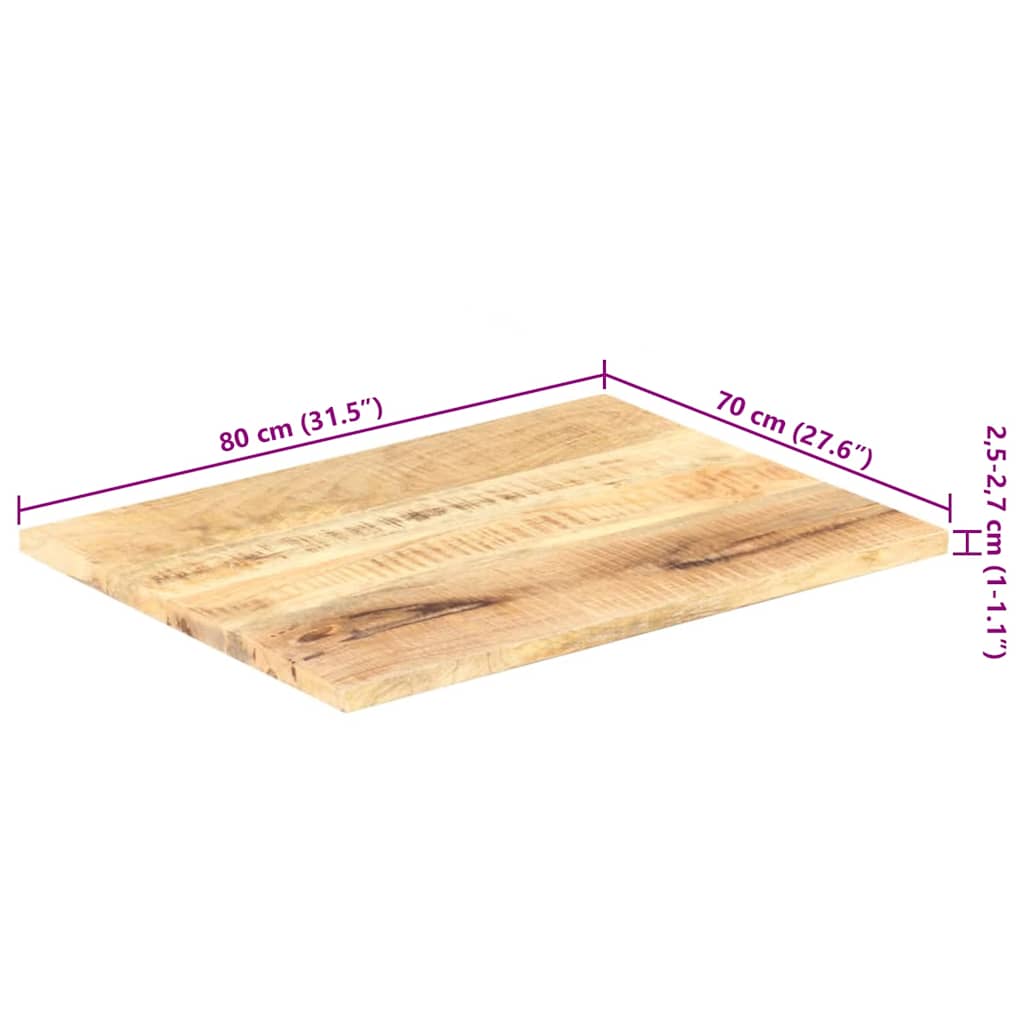 vidaXL Table Top Solid Mango Wood 25-27 mm 80x70 cm