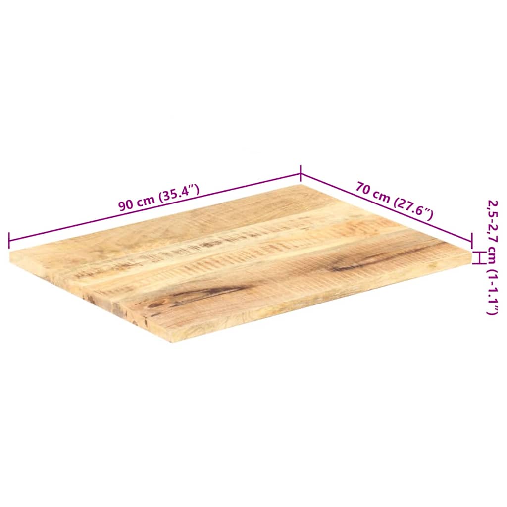 vidaXL Table Top Solid Mango Wood 25-27 mm 90x70 cm