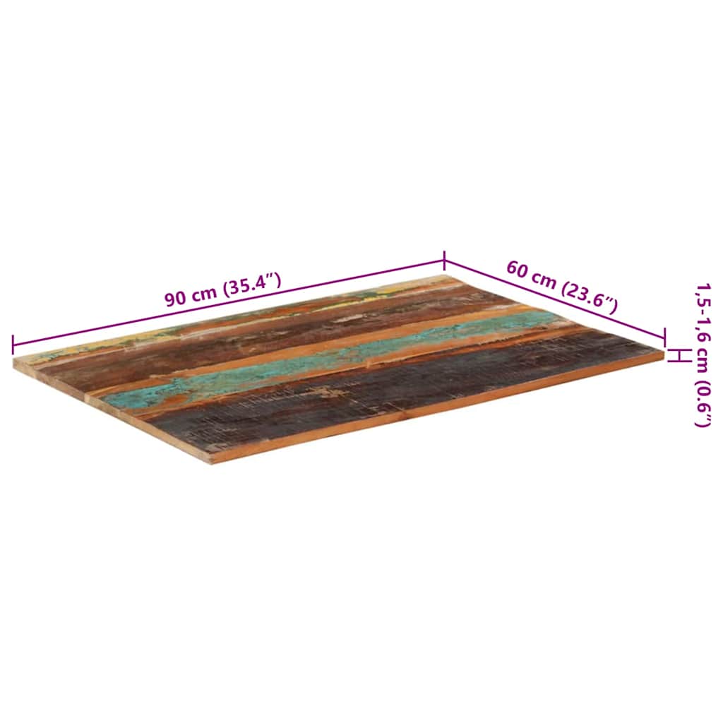 vidaXL Rectangular Table Top 60x90 cm 15-16 mm Solid Reclaimed Wood