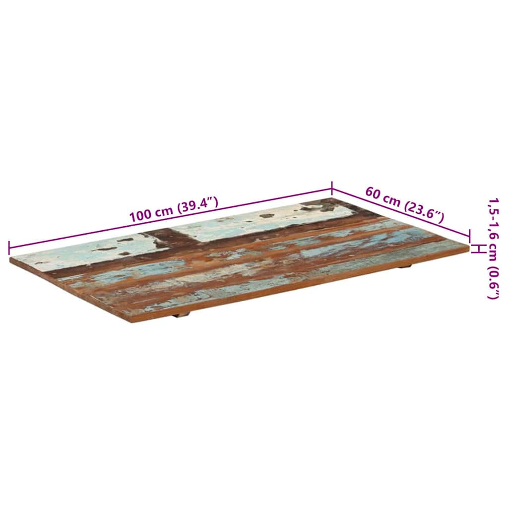 vidaXL Rectangular Table Top 60x100 cm 15-16 mm Solid Reclaimed Wood