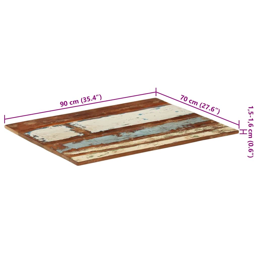 vidaXL Rectangular Table Top 70x90 cm 15-16 mm Solid Reclaimed Wood