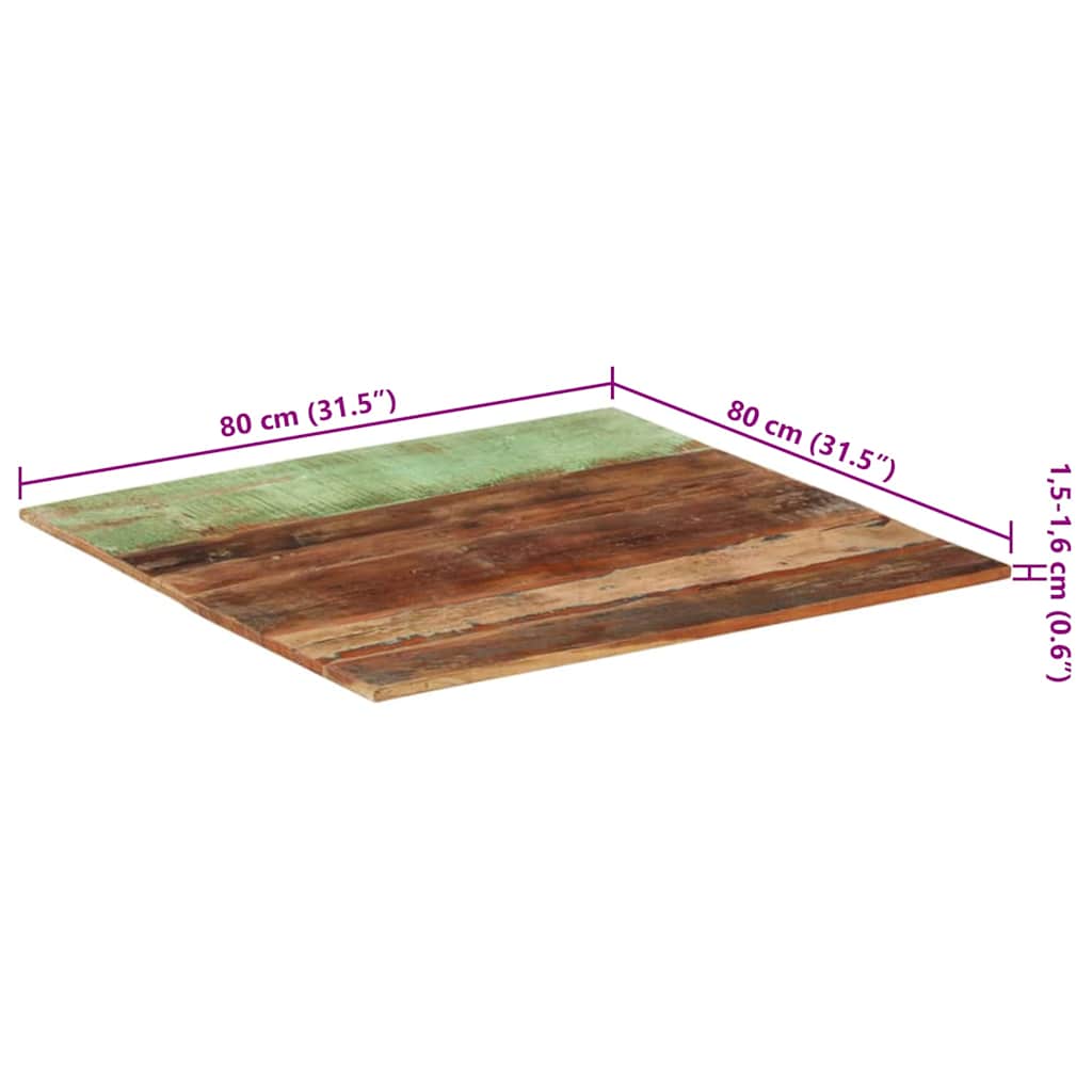 vidaXL Square Table Top 80x80 cm 15-16 mm Solid Reclaimed Wood