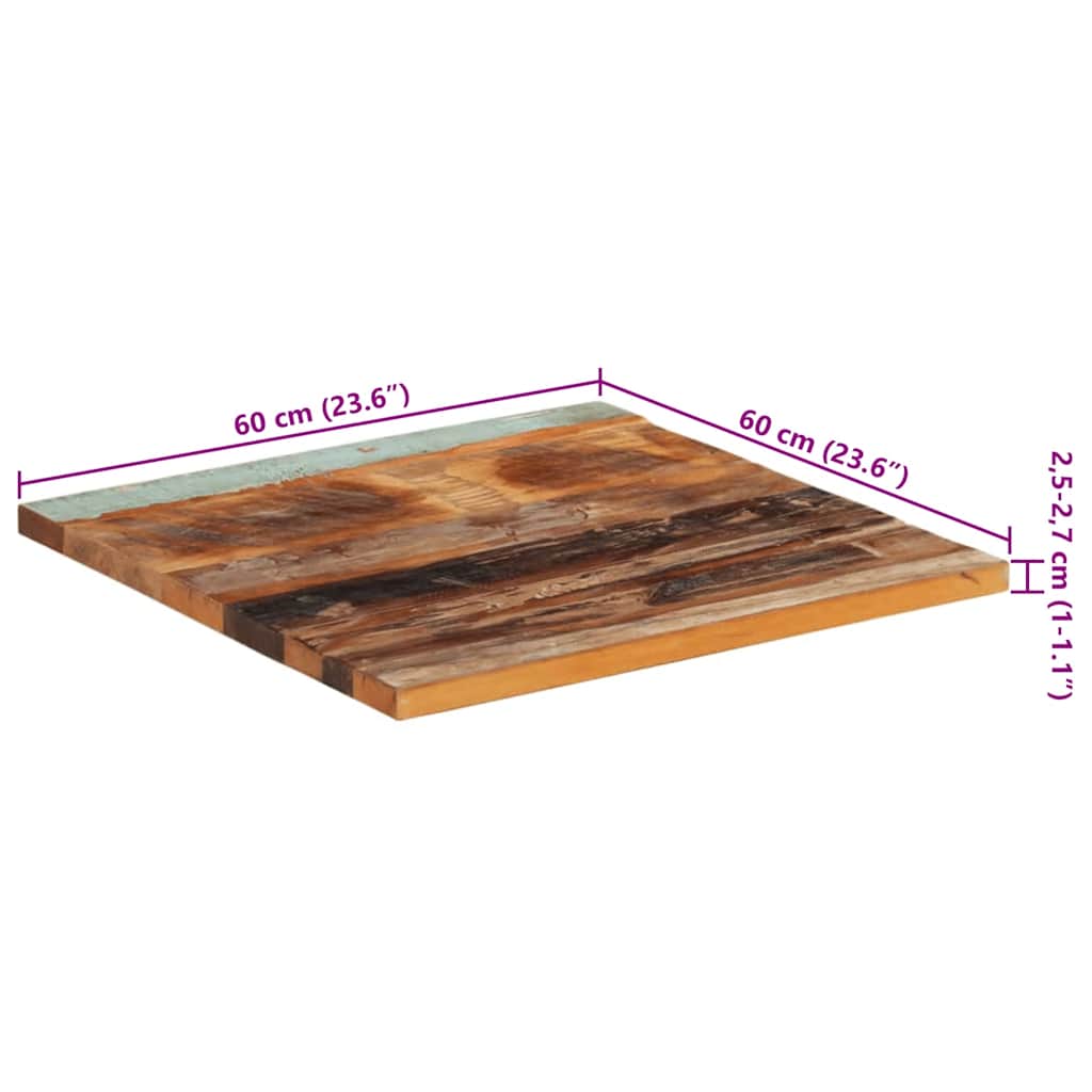 vidaXL Square Table Top 60x60 cm 25-27 mm Solid Reclaimed Wood