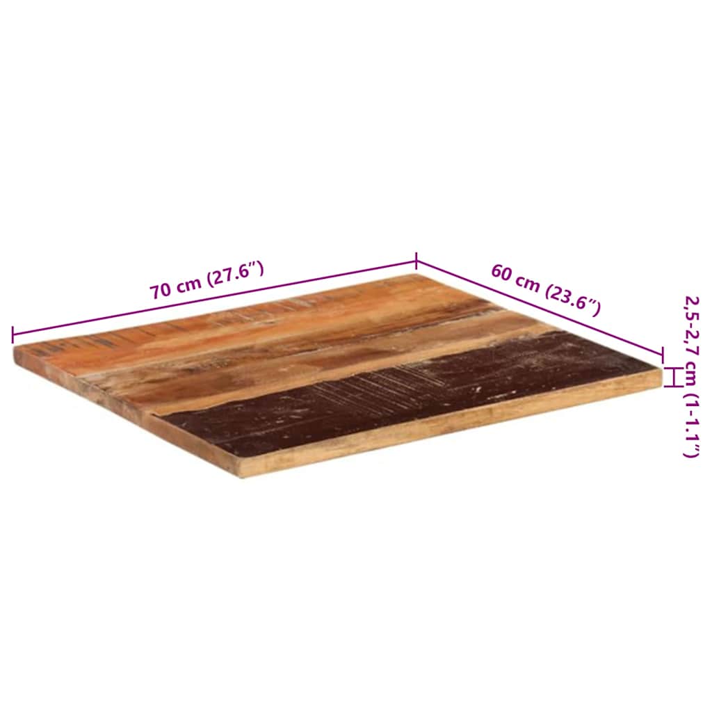 vidaXL Rectangular Table Top 60x70 cm 25-27 mm Solid Reclaimed Wood