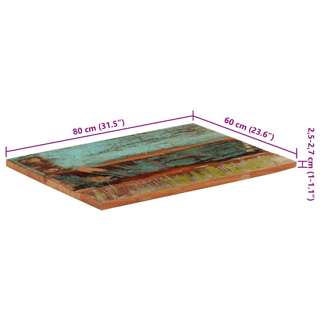 vidaXL Rectangular Table Top 60x80 cm 25-27 mm Solid Reclaimed Wood