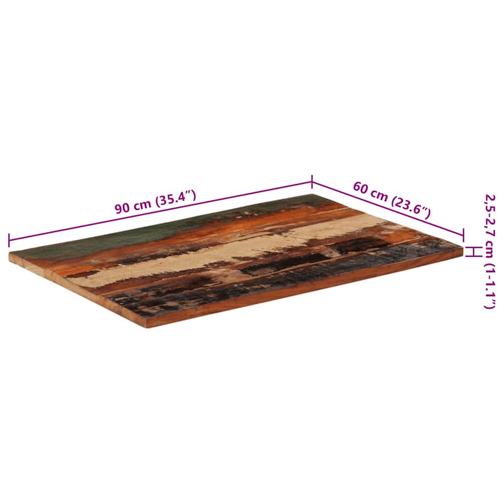 vidaXL Rectangular Table Top 60x90 cm 25-27 mm Solid Reclaimed Wood