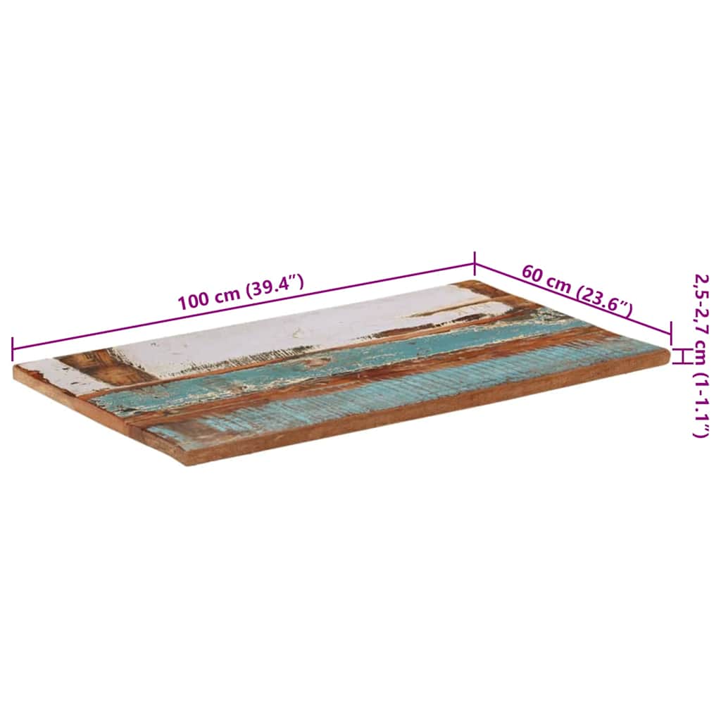 vidaXL Rectangular Table Top 60x100 cm 25-27 mm Solid Reclaimed Wood