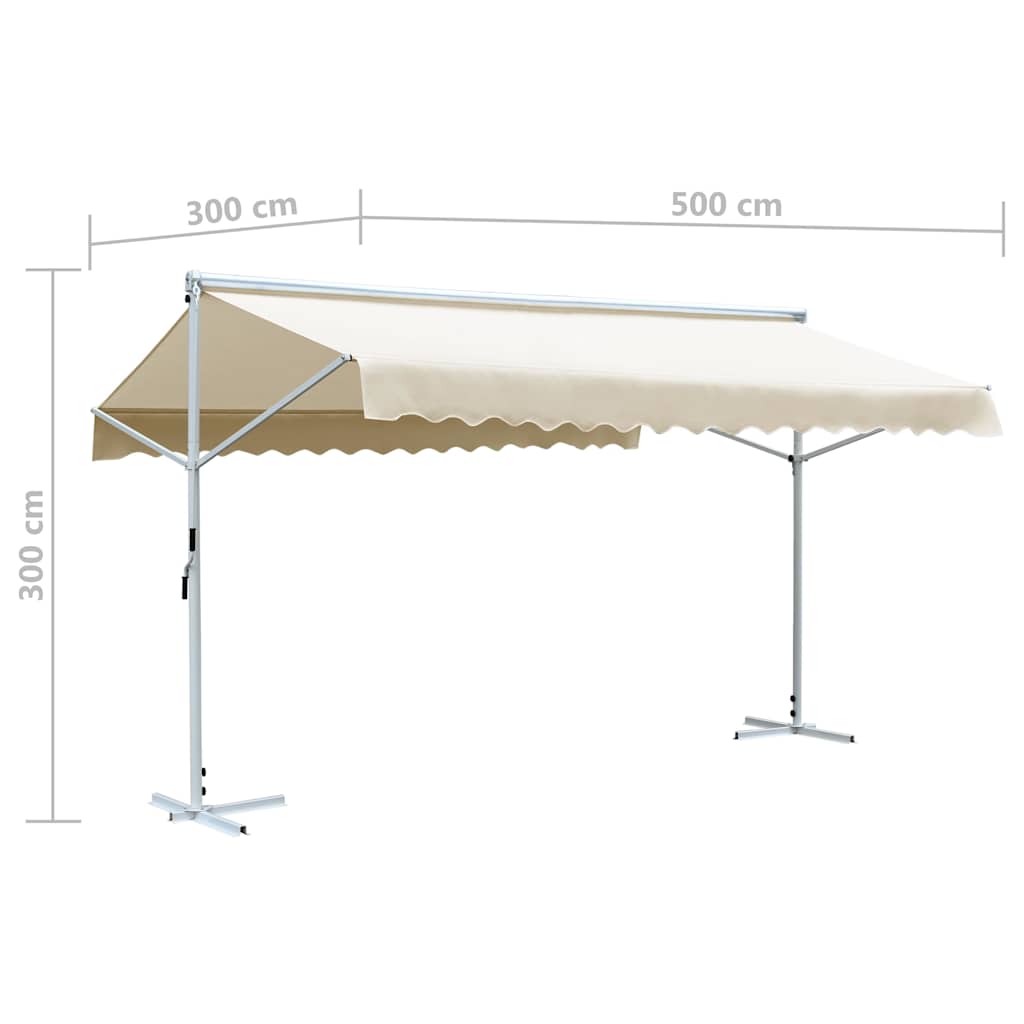 145883 vidaXL Free Standing Awning 500x300 cm Cream