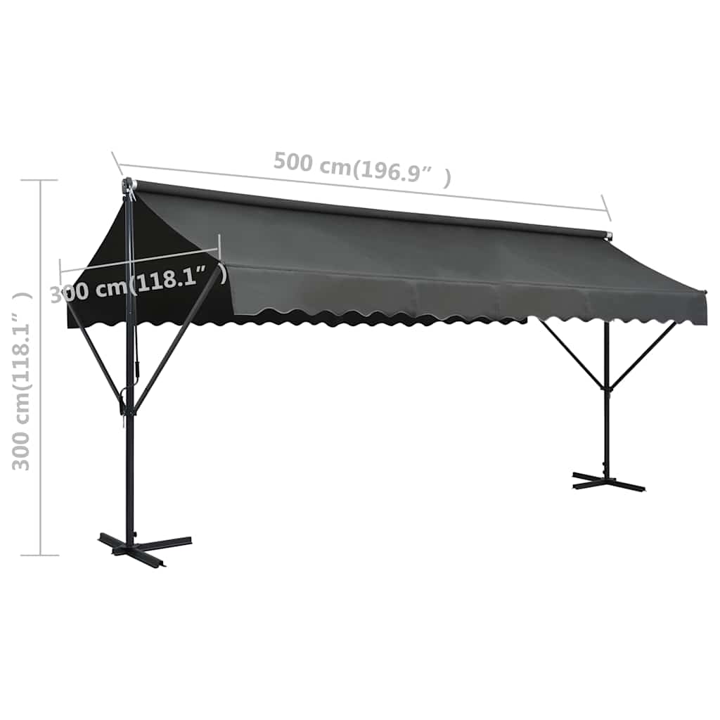 145887 vidaXL Free Standing Awning 500x300 cm Anthracite