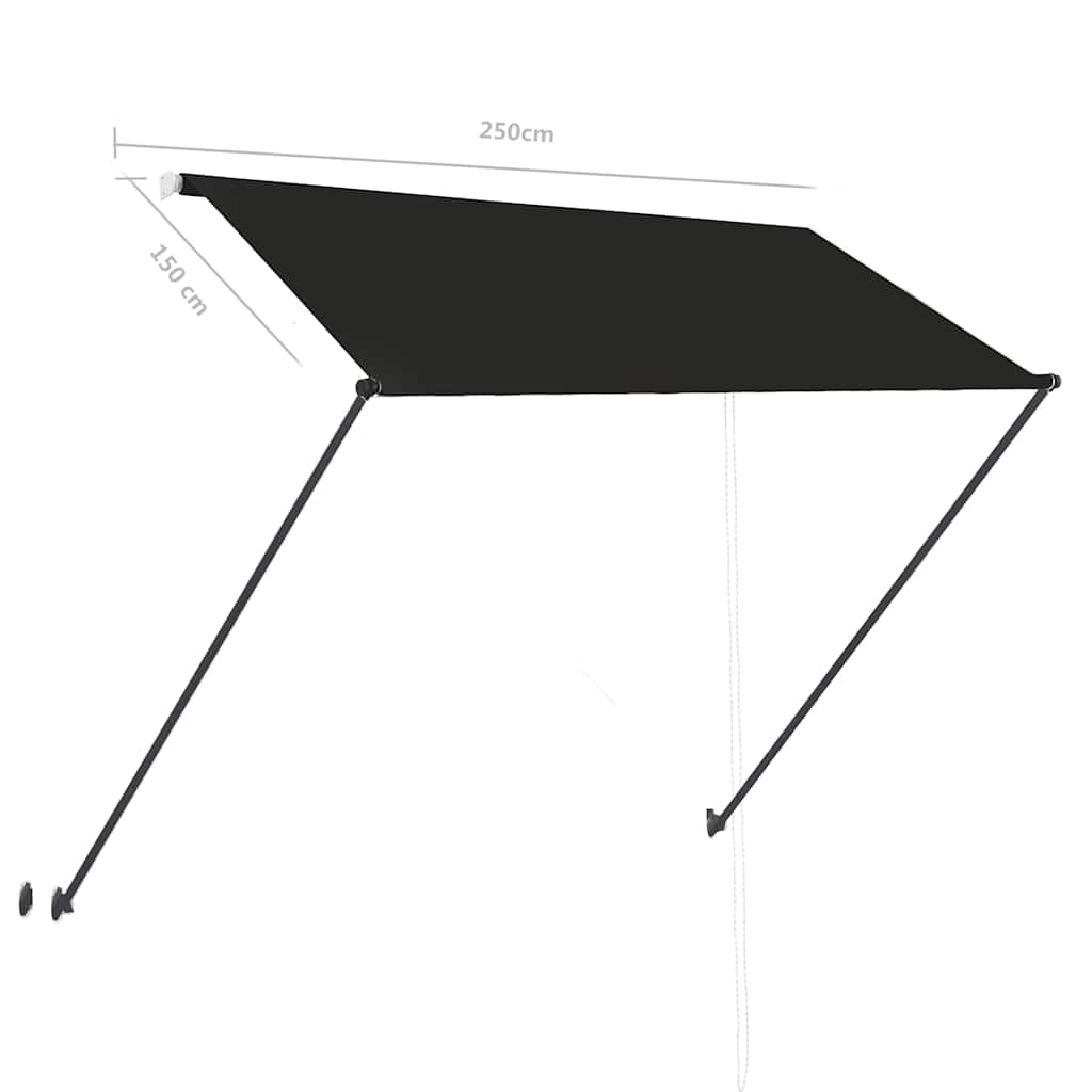 145917 vidaXL Retractable Awning with LED 250x150 cm Anthracite