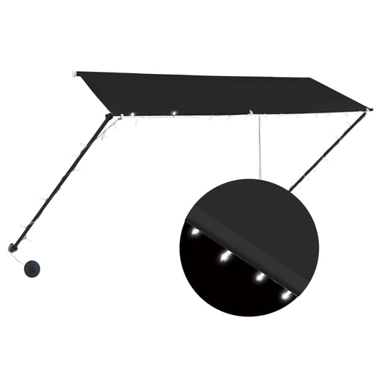 145918 vidaXL Retractable Awning with LED 300x150 cm Anthracite