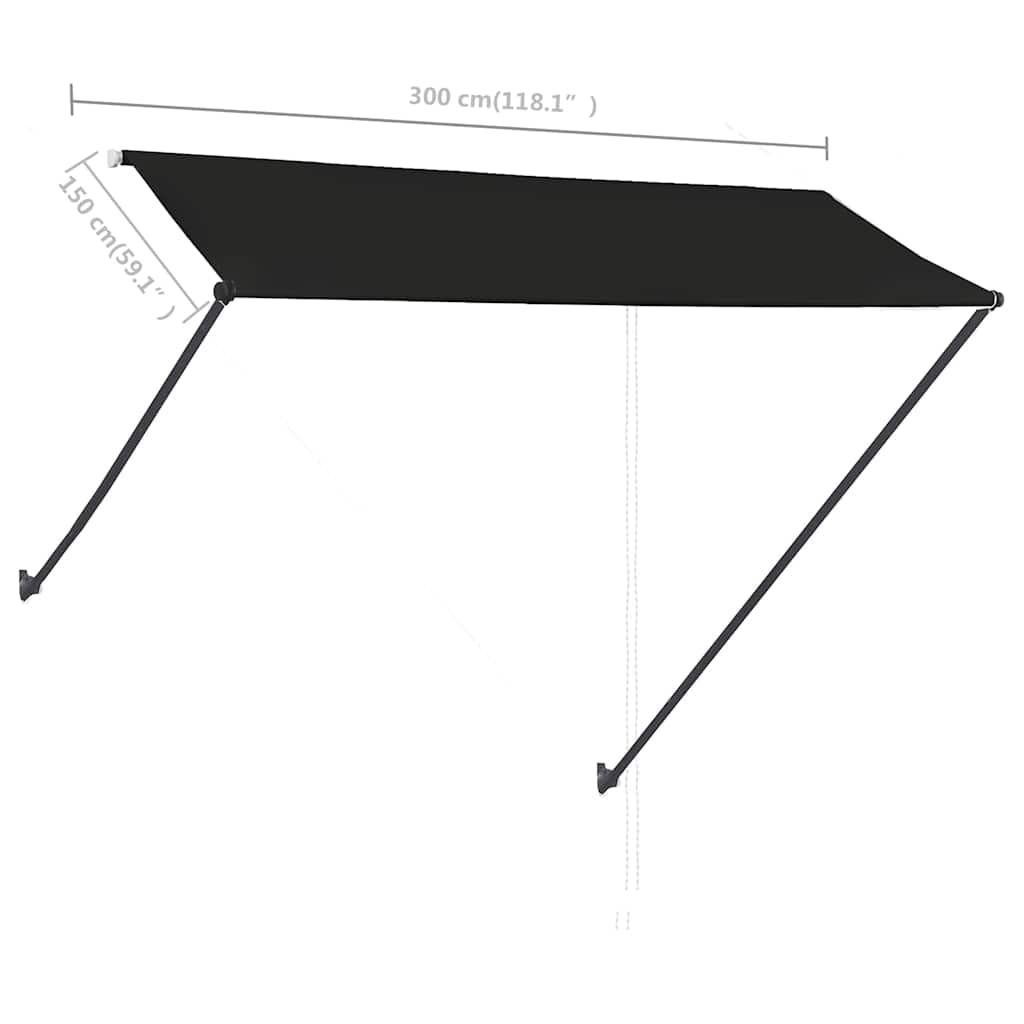 145918 vidaXL Retractable Awning with LED 300x150 cm Anthracite