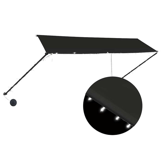 145919 vidaXL Retractable Awning with LED 350x150 cm Anthracite