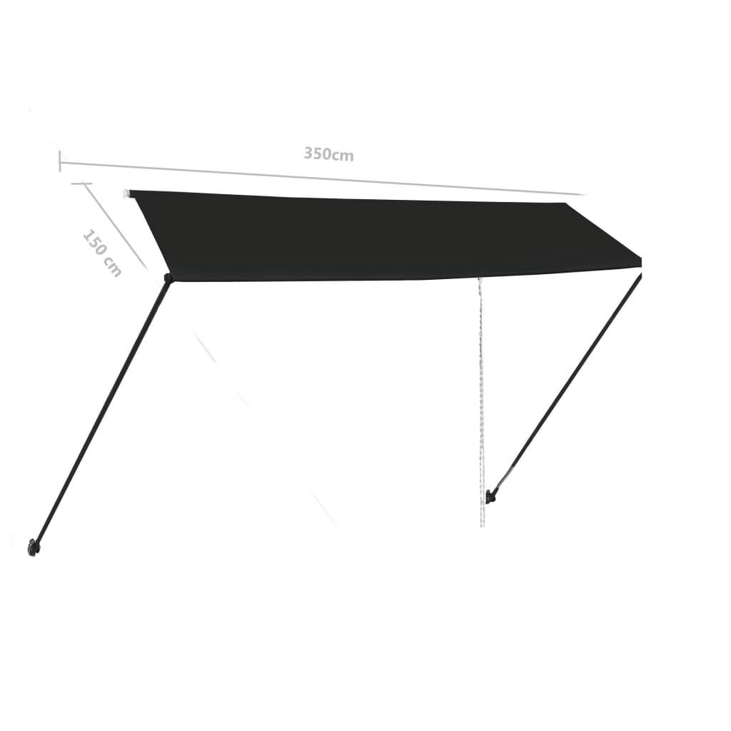 vidaXL Awning | Anthracite | Steel, Polyester with PA coating | 350 x 150 cm