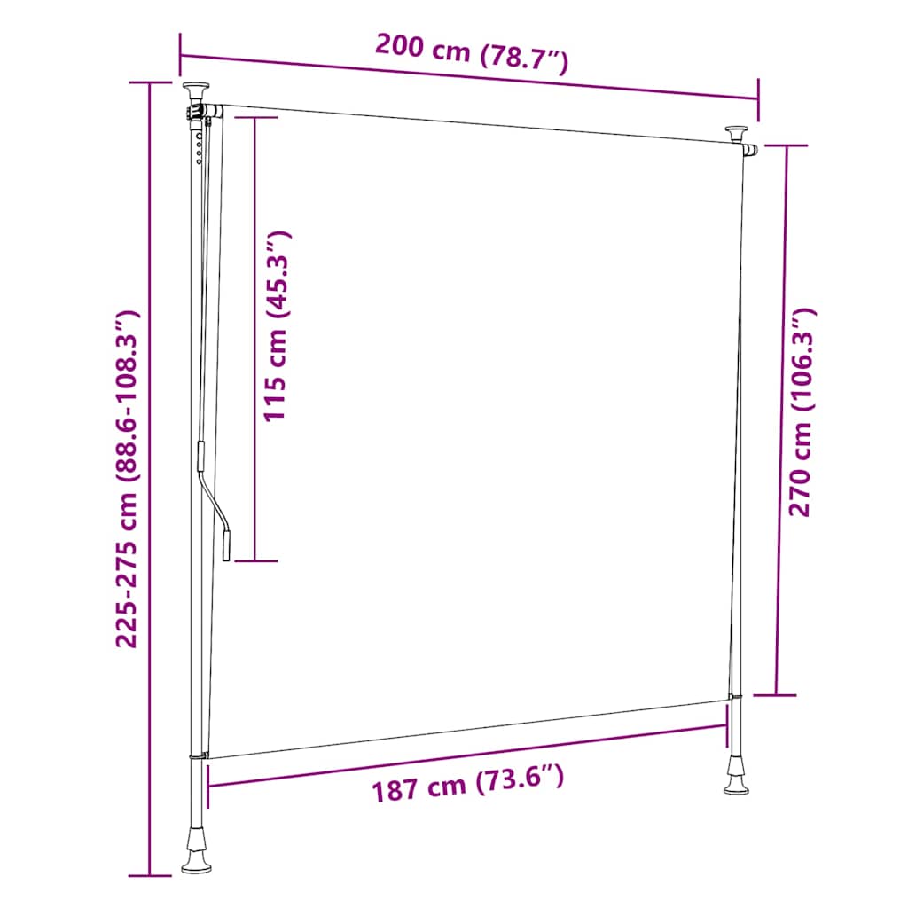 vidaXL Outdoor Roller Blind 200x270 cm Anthracite