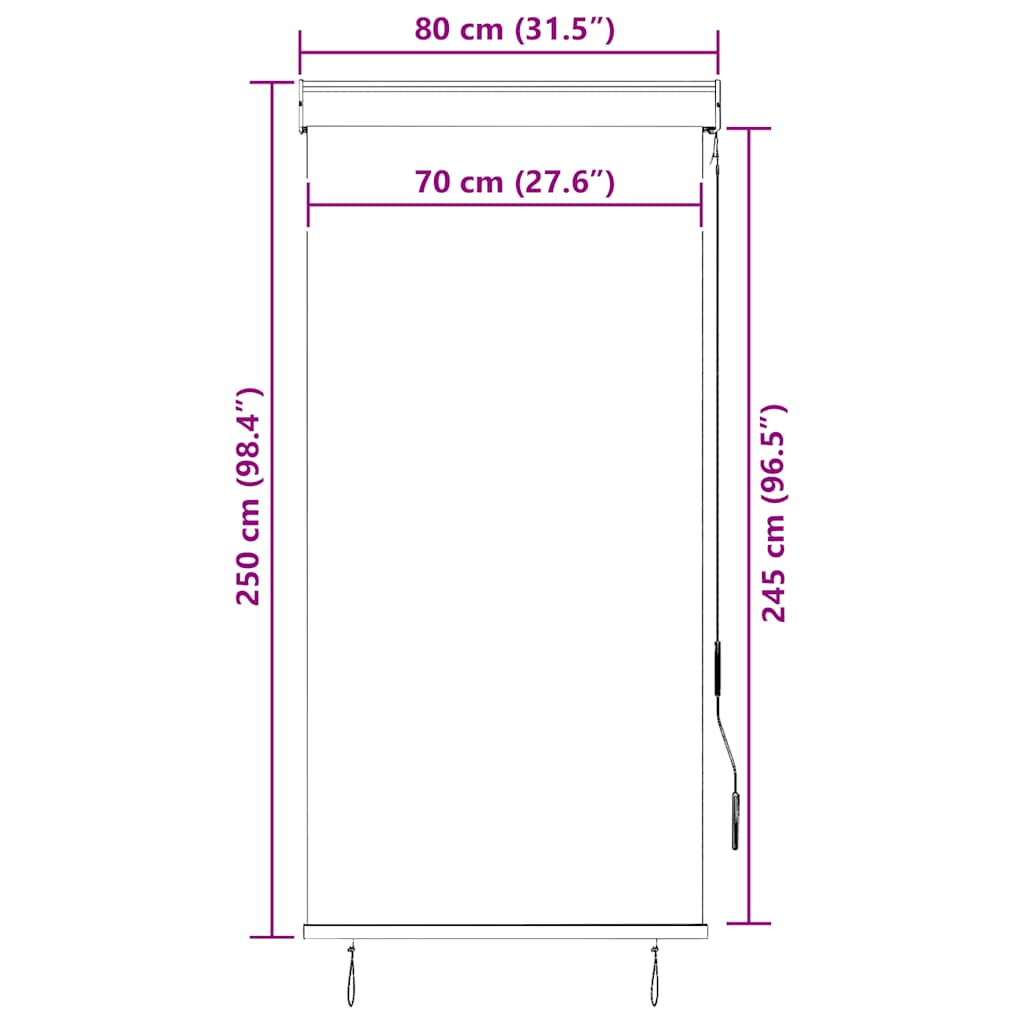 vidaXL Outdoor Roller Blind 80x250 cm White and Orange