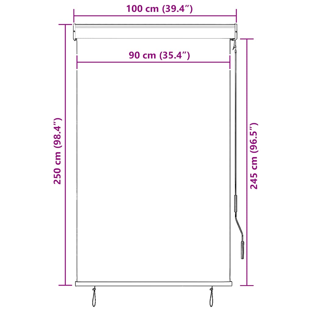 vidaXL Outdoor Roller Blind 100x250 cm Yellow and Blue