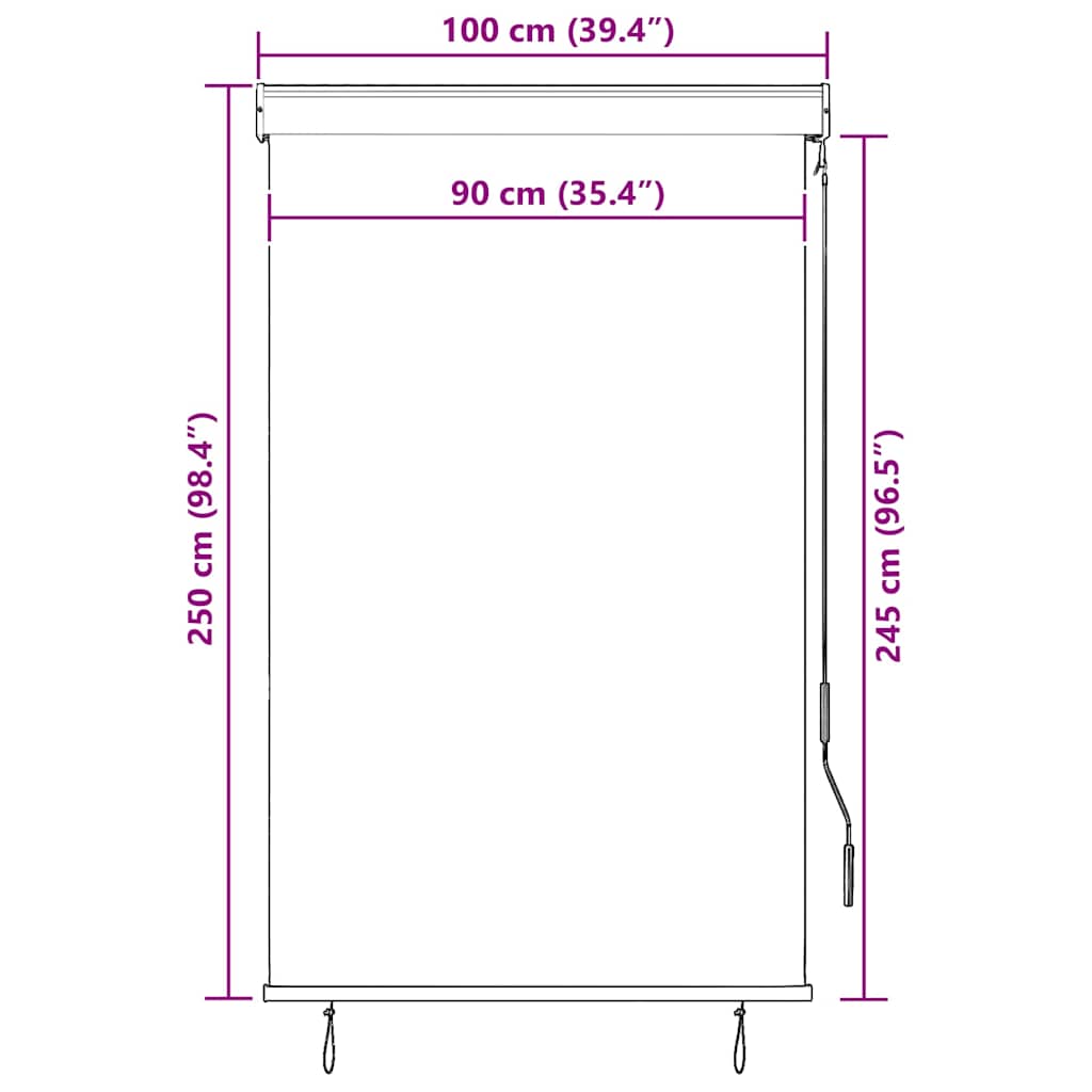 145957 vidaXL Outdoor Roller Blind 100x250 cm White and Orange