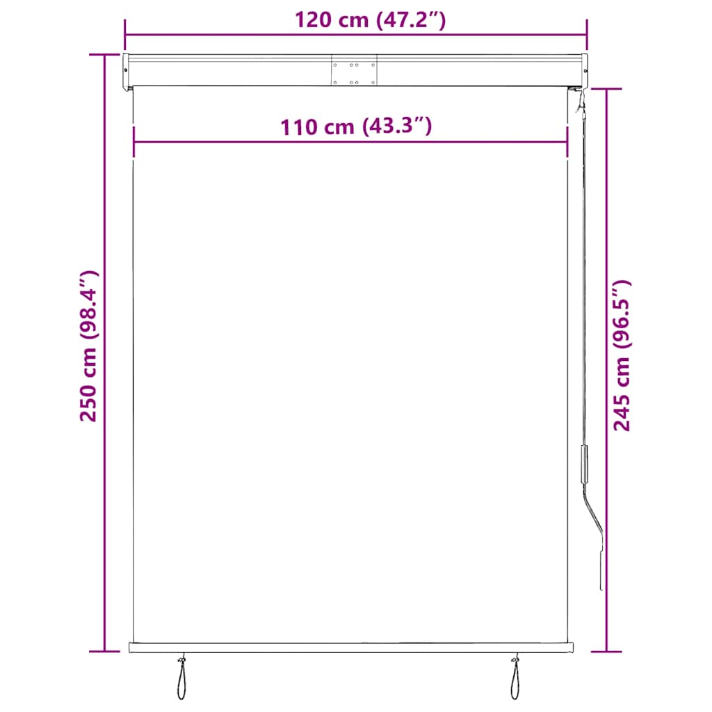 vidaXL Outdoor Roller Blind 120x250 cm White and Orange