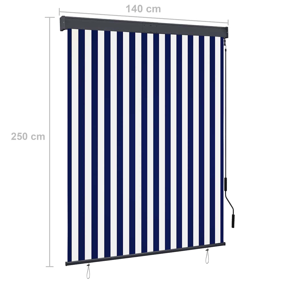 vidaXL Outdoor Roller Blind 140x250 cm Blue and White