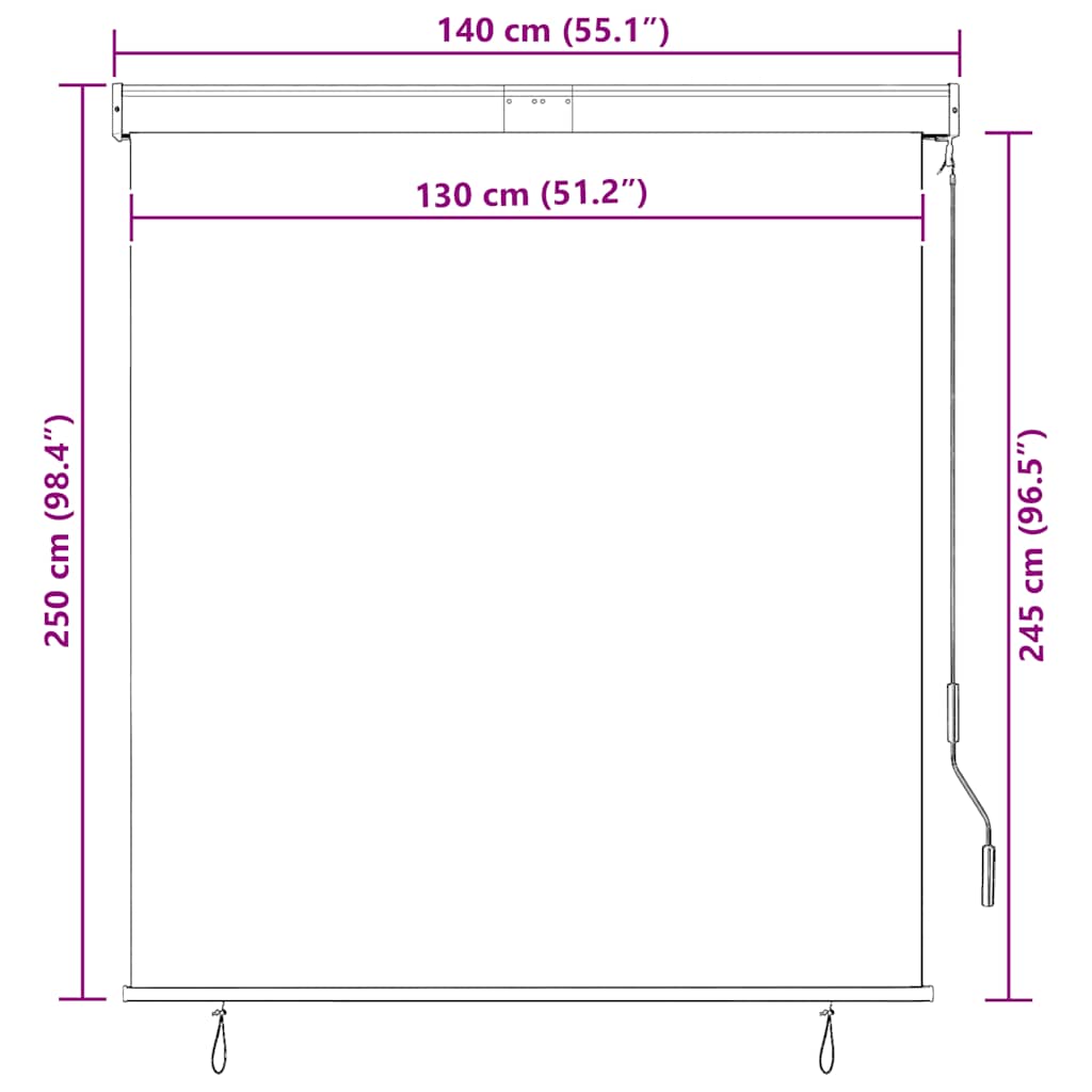 145969 vidaXL Outdoor Roller Blind 140x250 cm White and Orange