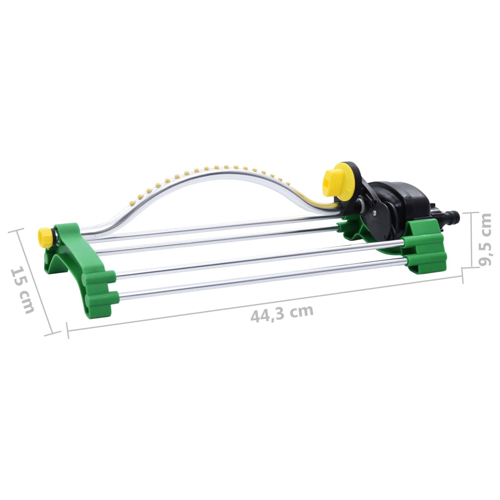 vidaXL Oscillating Sprinkler | Green, Yellow, Silver | PP, Aluminium