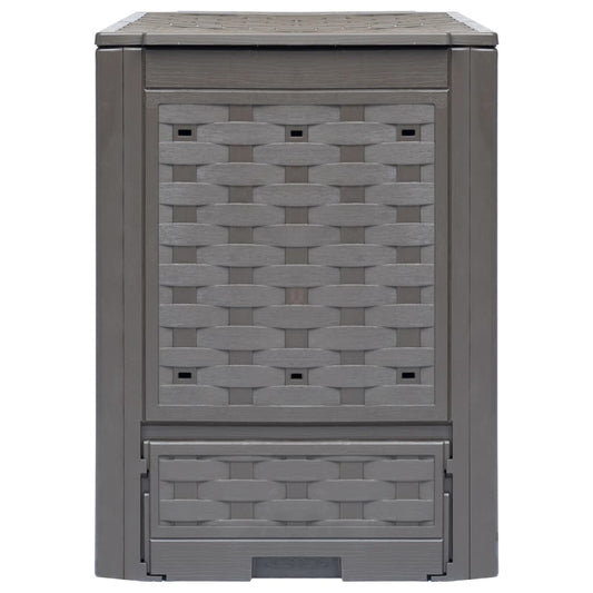 vidaXL Garden Composters 2 pcs Brown 60x60x83 cm 600 L Plastic Rattan