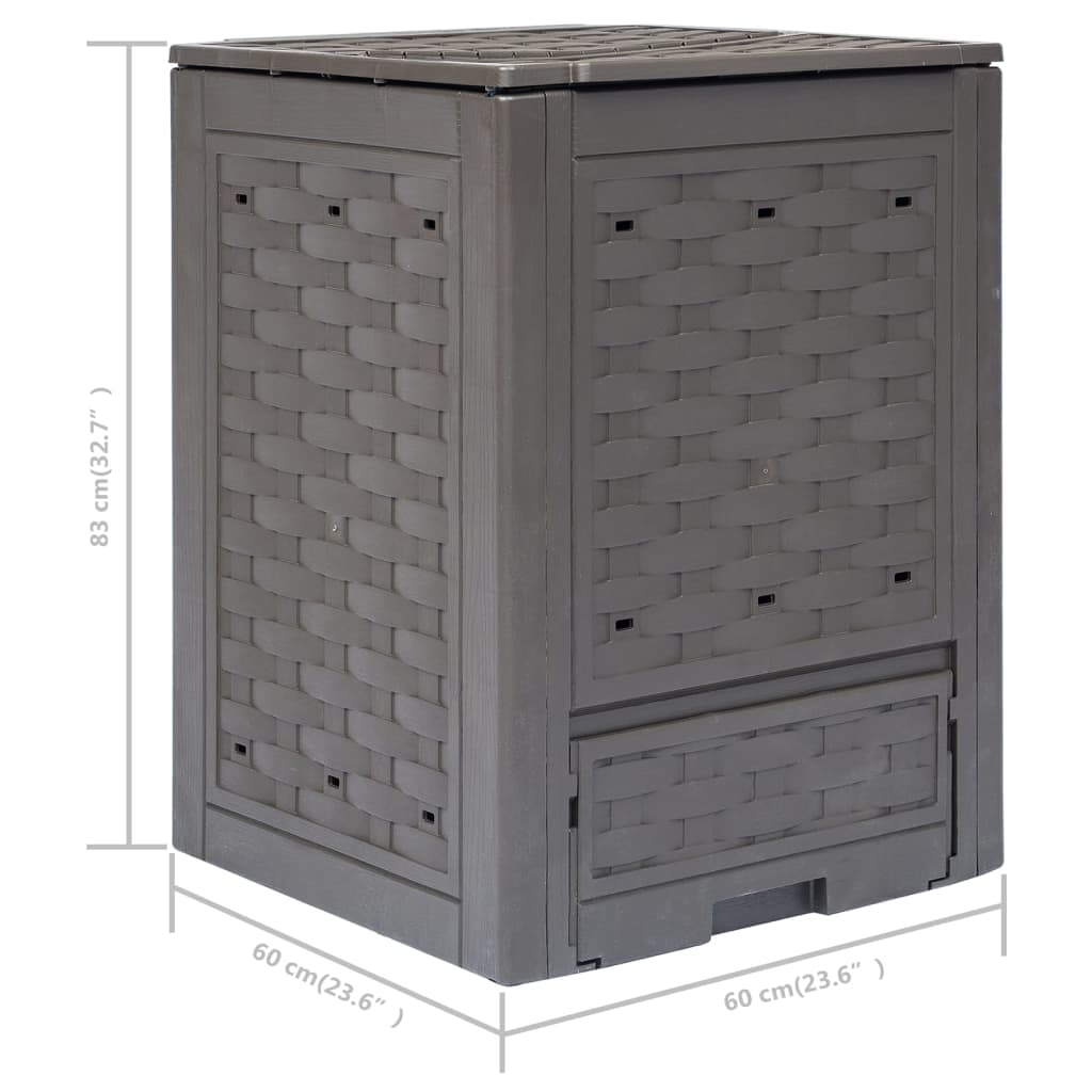 vidaXL Garden Composters 2 pcs Brown 60x60x83 cm 600 L Plastic Rattan